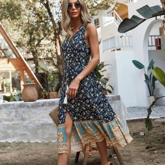 H&M Dresses & Skirts - Sequoia Sol | Isabel Drawstring Boho Dress M